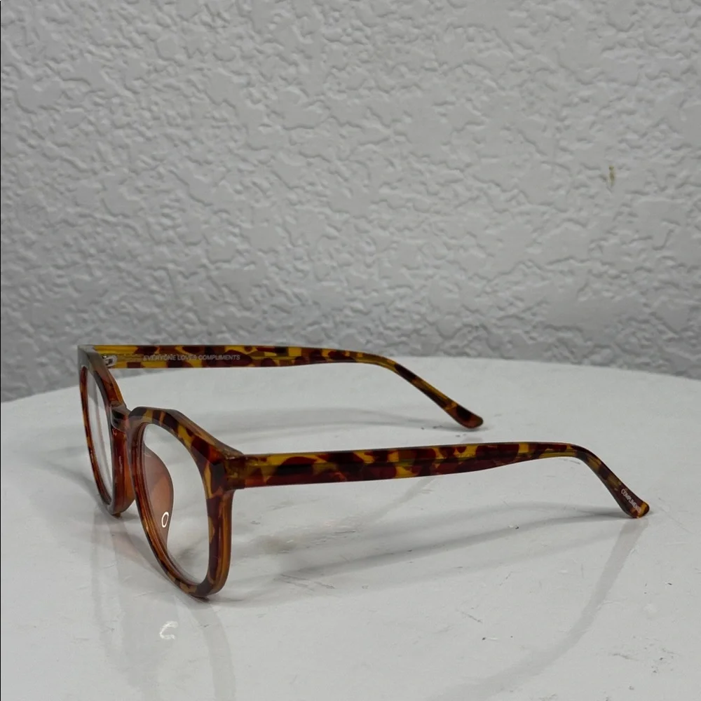 COMPLIMENTS BY DIFF COOPER BLUE LIGHT AMBER TORTOISE FRAME GLASSES **NIB**